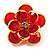 Small Pale Red Acrylic Floral Brooch (Gold Tone) - view 2