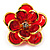 Small Pale Red Acrylic Floral Brooch (Gold Tone) - view 4