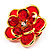 Small Pale Red Acrylic Floral Brooch (Gold Tone) - view 7
