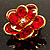 Small Pale Red Acrylic Floral Brooch (Gold Tone) - view 3