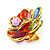 Small Multicoloured  Acrylic Floral Brooch (Gold Tone) - view 5