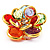 Small Multicoloured  Acrylic Floral Brooch (Gold Tone) - view 6