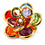 Small Multicoloured  Acrylic Floral Brooch (Gold Tone) - view 7
