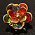Small Multicoloured  Acrylic Floral Brooch (Gold Tone) - view 2