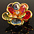 Small Multicoloured  Acrylic Floral Brooch (Gold Tone) - view 4