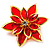 Small Red Acrylic Floral Brooch (Gold Tone) - view 5
