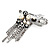 Stylish Butterfly, Crystal & Simulated Pearl Charm Pin Brooch (Silver Tone) - view 11