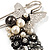 Stylish Butterfly, Crystal & Simulated Pearl Charm Pin Brooch (Silver Tone) - view 6