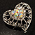 Silver Plated Crystal Filigree Heart Brooch - view 2