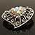 Silver Plated Crystal Filigree Heart Brooch - view 5