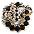 Black & White Diamante Corsage Brooch (Antique Gold Tone) - view 7