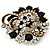 Black & White Diamante Corsage Brooch (Antique Gold Tone) - view 5