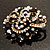 Black & White Diamante Corsage Brooch (Antique Gold Tone) - view 4