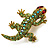 Small Green Swarovski Crystal Lizard Brooch (Gold Tone Metal) - view 7