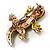 Small Green Swarovski Crystal Lizard Brooch (Gold Tone Metal) - view 8