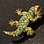 Small Green Swarovski Crystal Lizard Brooch (Gold Tone Metal) - view 2
