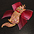 Swarovski Crystal Magnificent Queen Cat Brooch/ Pendant (Gold & Iridescent Pink) - view 9