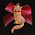 Swarovski Crystal Magnificent Queen Cat Brooch/ Pendant (Gold & Iridescent Pink) - view 10