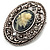Vintage Floral Crystal Cameo Brooch (Antique Silver Finish) - view 4