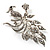 Clear Crystal Peacock Brooch (Silver Tone) - view 3