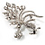 Clear Crystal Peacock Brooch (Silver Tone) - view 6