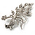 Clear Crystal Peacock Brooch (Silver Tone) - view 7