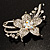 Dazzling Clear Crystal Flower Brooch (Silver Tone) - view 2
