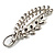 Silver Plated Decorative Crystal Leaf Brooch - view 2