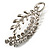 Silver Plated Decorative Crystal Leaf Brooch - view 4