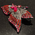 Exotic Magenta Diamante Butterfly Brooch (Gun Metal Finish) - view 8