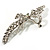 Asymmetrical Crystal Bow Brooch (Silver & Clear) - view 5