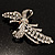 Asymmetrical Crystal Bow Brooch (Silver & Clear) - view 4