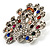Multicoloured Crystal Peacock Open Tail Brooch (Silver Tone) - view 6