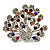 Multicoloured Crystal Peacock Open Tail Brooch (Silver Tone) - view 1