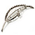 Silver Plated Open Crystal Leaf Brooch - view 4
