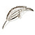 Silver Plated Open Crystal Leaf Brooch - view 6