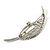 Silver Plated Open Crystal Leaf Brooch - view 7