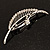 Silver Plated Open Crystal Leaf Brooch - view 3