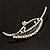 Silver Plated Open Crystal Leaf Brooch - view 2