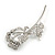 Exquisite CZ Rose Brooch (Silver Tone) - view 12