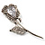 Exquisite CZ Rose Brooch (Silver Tone) - view 2