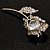 Exquisite CZ Rose Brooch (Silver Tone) - view 9