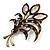 Vintage Orchid Crystal Floral Brooch (Bronze Tone)