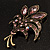 Vintage Orchid Crystal Floral Brooch (Bronze Tone) - view 2