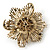 Vintage Asymmetrical Crystal Flower Brooch/ Pendant (Bronze Tone) - view 4