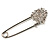Silver Plated Crystal Heart Pin Brooch
