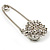 Silver Plated Crystal Heart Pin Brooch - view 3