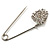 Silver Plated Crystal Heart Pin Brooch - view 4