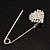 Silver Plated Crystal Heart Pin Brooch - view 2