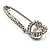Silver Plated Crystal Open Heart Pin Brooch - view 6